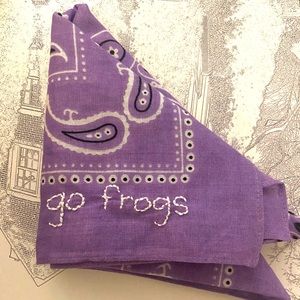 Purple TCU embroidered “go frogs” bandana
